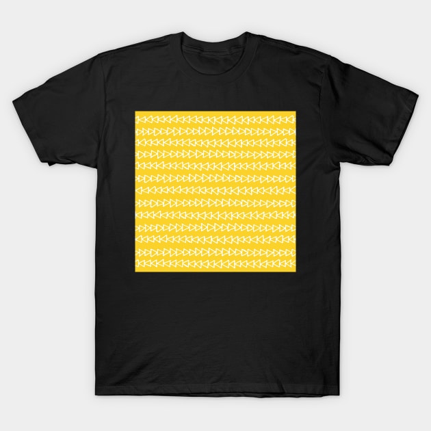 Mustard Yellow and White Modern Triangles Pattern T-Shirt by dreamingmind